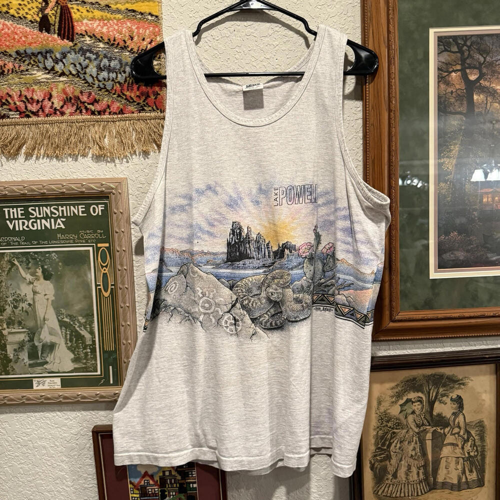Vintage 90s RARE San Segal Nature Art Desert Tank Top Size XL